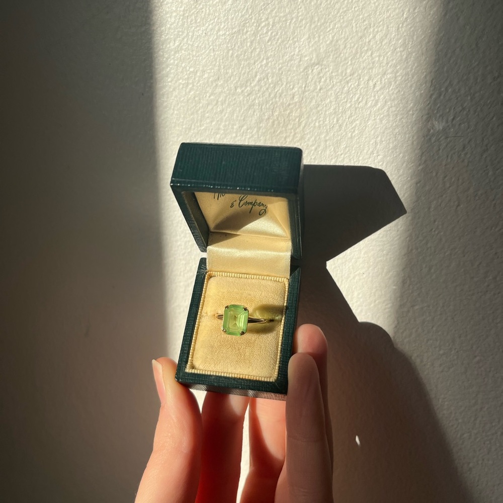 Vintage over 100 years old peridot and gold ring